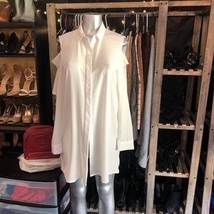 Button down cold shoulder dress